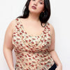 Rose Cowl Neck Back Tie Ruffled Hem Floral Top Curve & Plus