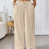 Drawstring Waist Loose Pocket Pants in Beige