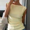 Fitted Cap Sleeve Textured Tank Top in Beige