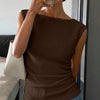 Fitted Cap Sleeve Textured Tank Top in Coffee