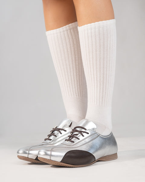 Oxford Lace-Up Shoes in Metallic