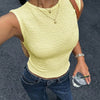 Texture Slim Fit Sleeveless Top in French Vanilla