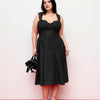Sweetheart Neck Ruffled Lace Up Flared Maxi Dress Curve & Plus in Black
