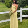 Strapless Ruched Maxi Dress in Vanilla