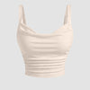Ruched Cowl Neck Cami Top in Beige