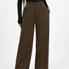 Striped Suit Pants High Waist Trousers in Brown