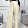 Wide Leg High Waisted Trousers with Pockets in Beige