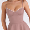Sweetheart Neck Tulle Midi Dress in Pink
