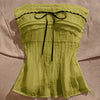 Strapless Lace Ribbon Bow Top in Pista Green