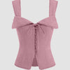 Sweetheart Lace Tie Back Tank Top in Pink