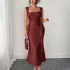 Mesh Fairy Tassel Mermaid Dress Curve & Plus in Maroon