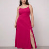 Spaghetti Strap Side Slit Bodycon Dress Curve & Plus in Deep Pink