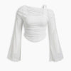 Asymmetric 2 in 1 Sheer Mesh Knit Top Curve & Plus in White
