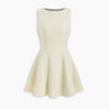 Boat Neck Ruffle Hem Mini Dress in Beige