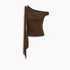 Ruched Off-shoulder Metal Decor Top in Coco Brown