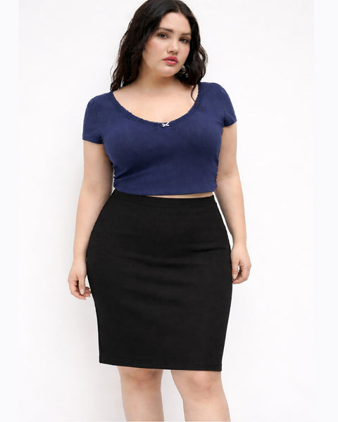 High Waist Mini Skirt Curve & Plus in Black
