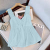 Front Tie Bow Loose Sleeveless Top in Sky Blue