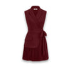 Belted Pleated Sleeveless Blazer Dress in Maroon