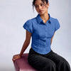 Puff Sleeve Crop Top in Blue