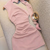 Asymmetrical One Shoulder Strap Bodycon Mini Dress in Rose Pink