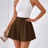 Straight Hem Solid Short Length Wrap Shorts in coco brown