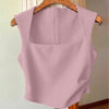 Pleated Waist Zip Back Sleeveless Tank Top in Dusty Pink