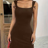 Sleeveless Mini Dress in Brown