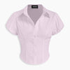 Puff Sleeve Crop Top in Baby Pink