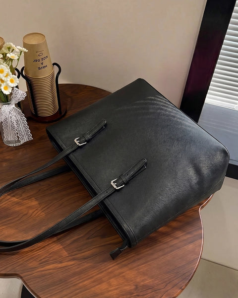 Office Style Tote Bag in Soft Black