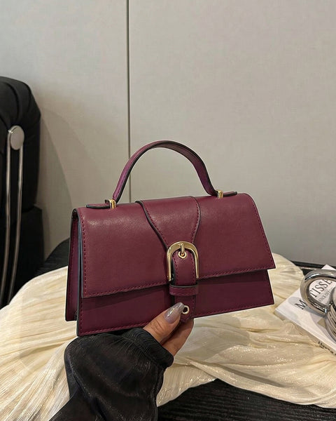 Chain Strap Top Handle Sling Bag in Cherry Red