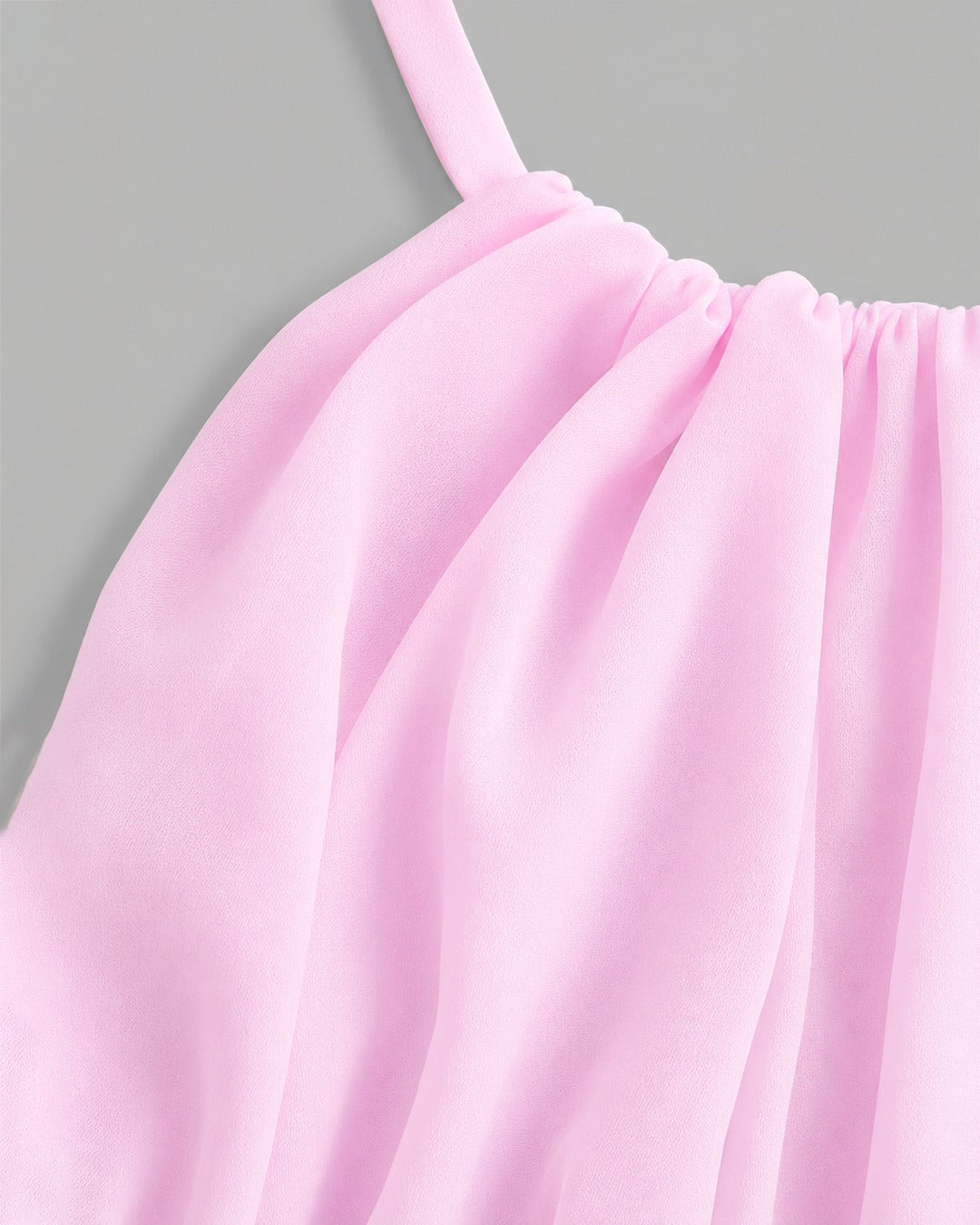 Halter Neck Fitted Flared Hem Solid Sleeveless Top in Dusty Pink