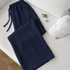 Ribbed Knit Wide Leg Lounge Pants in Navy Blue