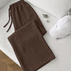 Ribbed Knit Wide Leg Lounge Pants in Brown
