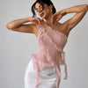 Fashion Ruffle Detail One Shoulder Sleeveless Top in Dusty Pink