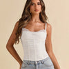 Mesh Lace Detail Corset Sleeveless Fitted Top in Classic White