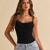 Mesh Lace Detail Corset Fitted Sleeveless Top in Classic Black