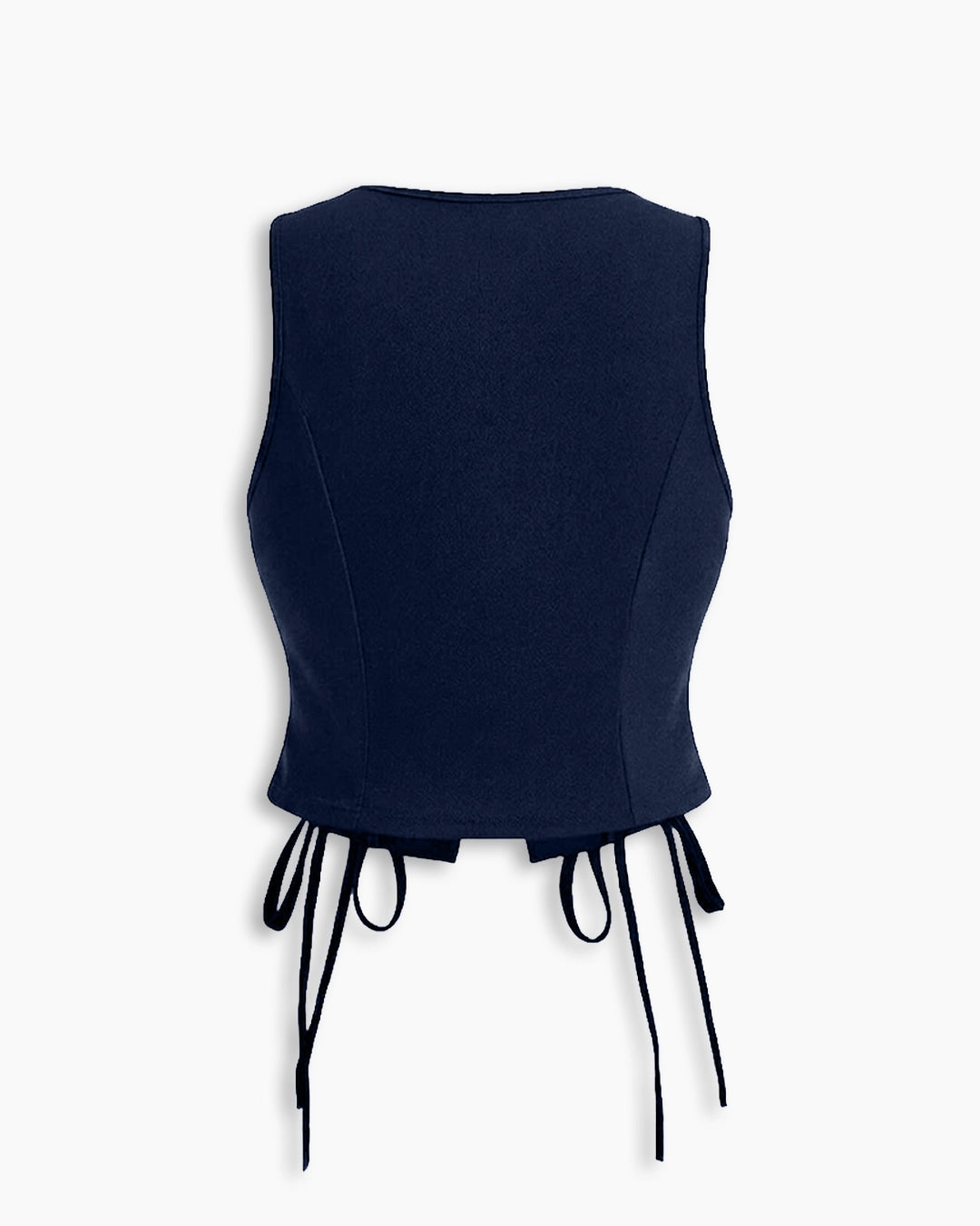 Cross Tie Strap Side Strap Crop Tank Top Curve and Plus In Navy