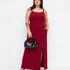 Spaghetti Strap Side Slit Bodycon Dress Curve & Plus in Crimson Red