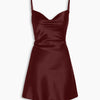 Smocked Back Strap Midi Dress in Deep Maroon