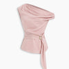 Asymmetrical Neck Top with Metal Detail in Dusty Pink