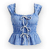 Gingham Bowknot Sleeveless Top in Sky Blue