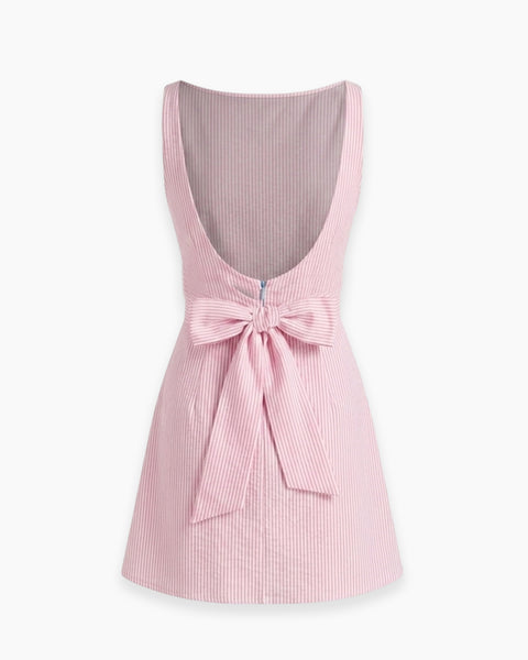 Sleeveless Striped Bodycon Mini Dress in Baby Pink