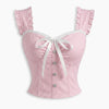 Casual Sweetheart Neck Gingham Sleeveless Crop Top in Baby Pink