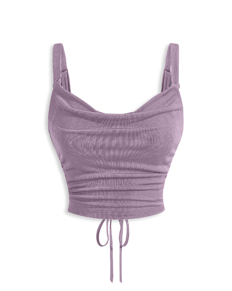 Ruched Cowl Neck Cami Top in Lilac