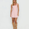 A-Line Square Neck Thick Strap Solid Dress in Baby Pink
