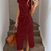 Waist Twist High Slit Sleeveless Midi Dress in Merlot