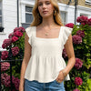 Ruffle Strap Bow Detail Top in Off White