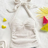 Tie-Up Twist Halter Neck Fitted Top in Classic White
