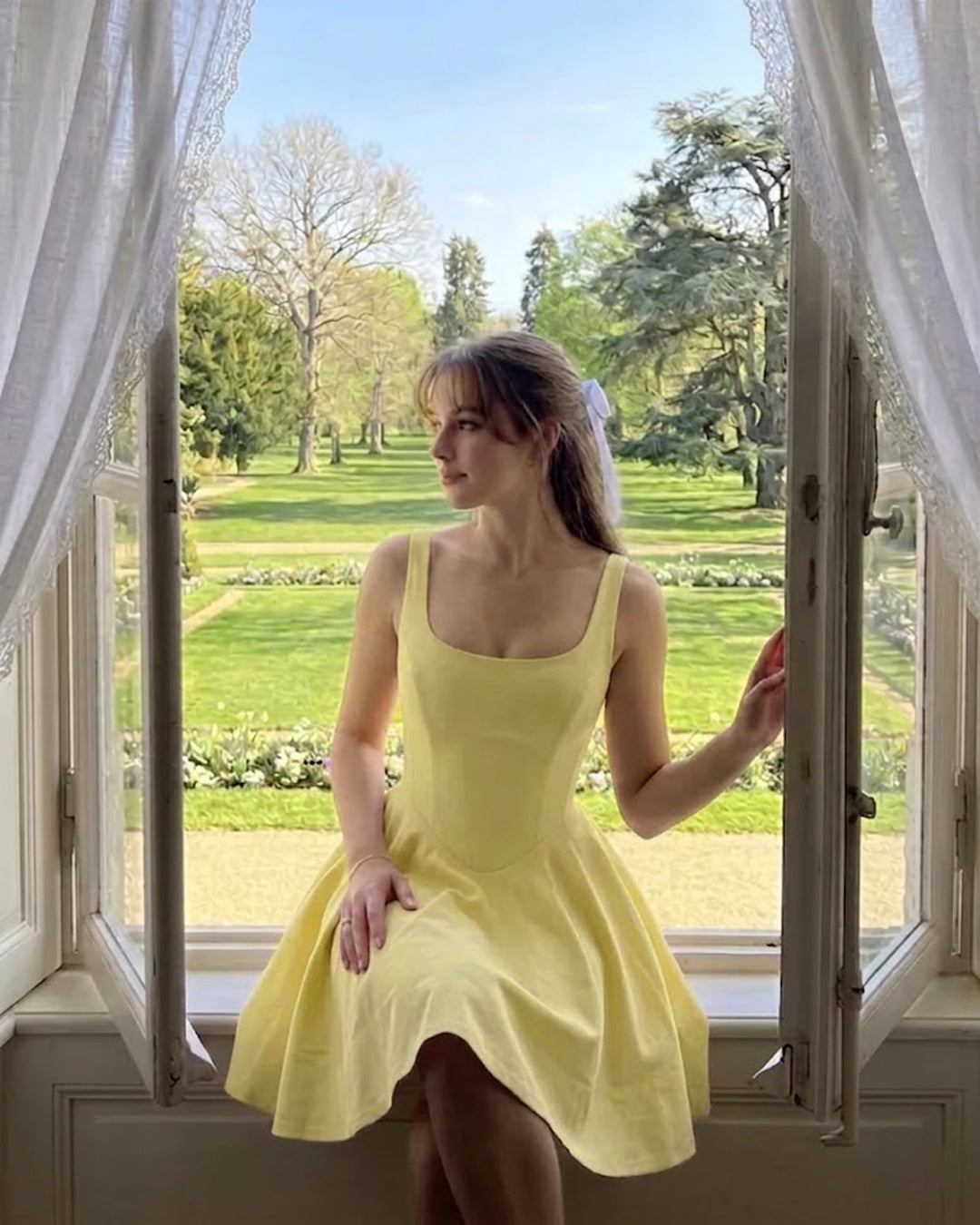 butter yellow mini dress Scoop Neck Sleeveless Flared Hem in Yellow- Littlebox India size:Small Black Flowy Dress Woman Style it with barely Ariel Dress