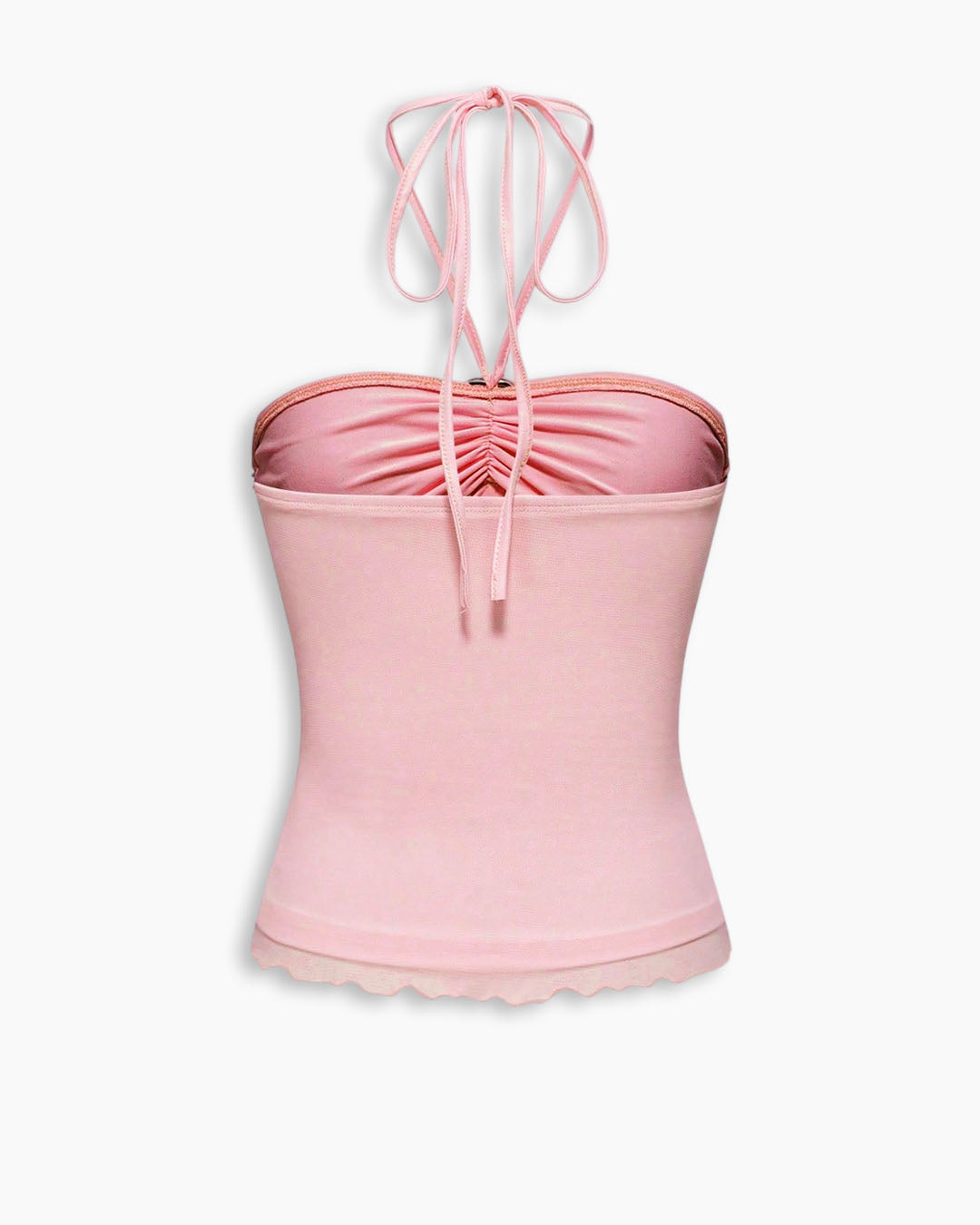 Ruffle Trim Halter Tie Top In Light Pink- Littlebox India
